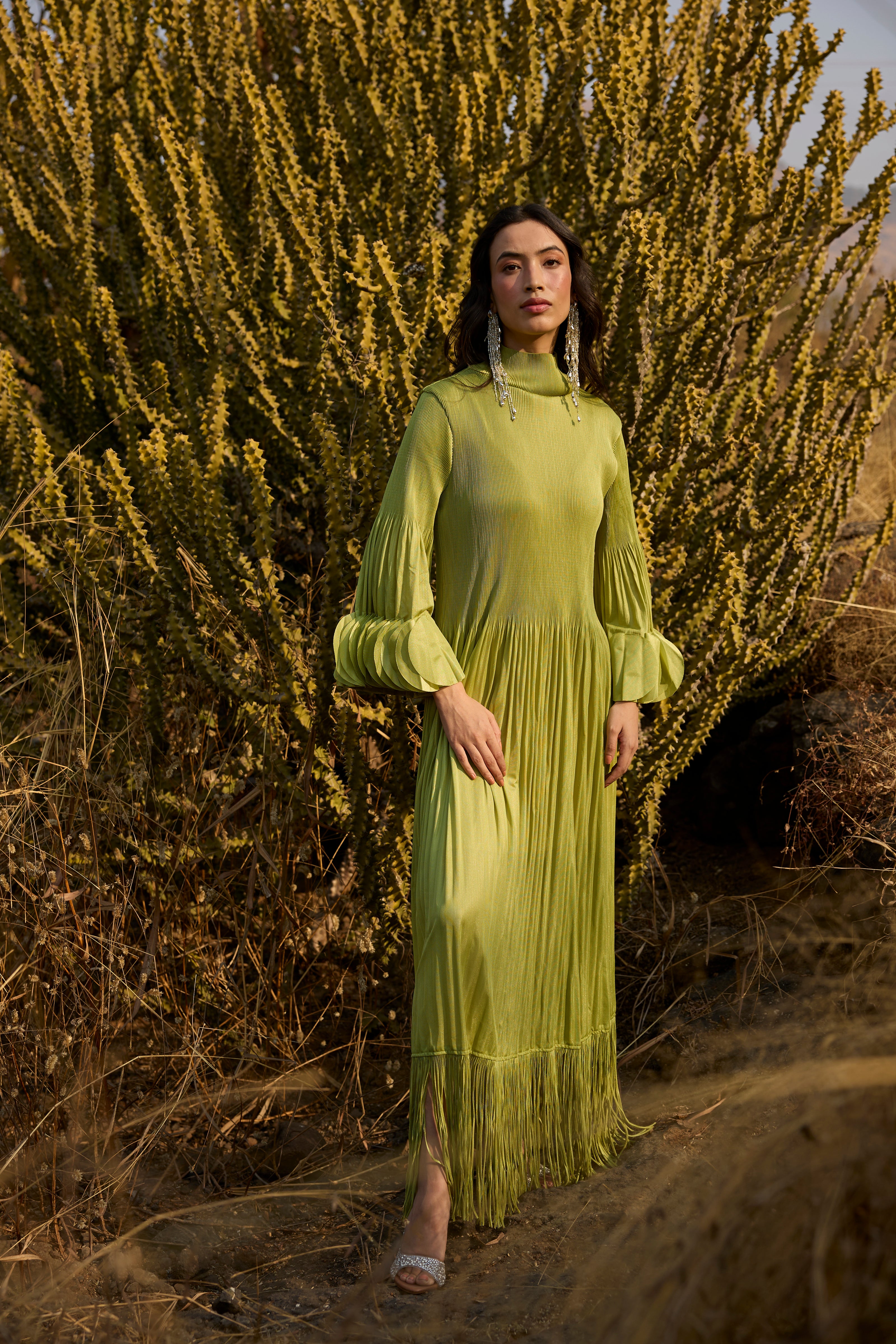Ariane Fringe Maxi Dress - Pear Green Ariane Fringe Maxi Dress - Pear Green
