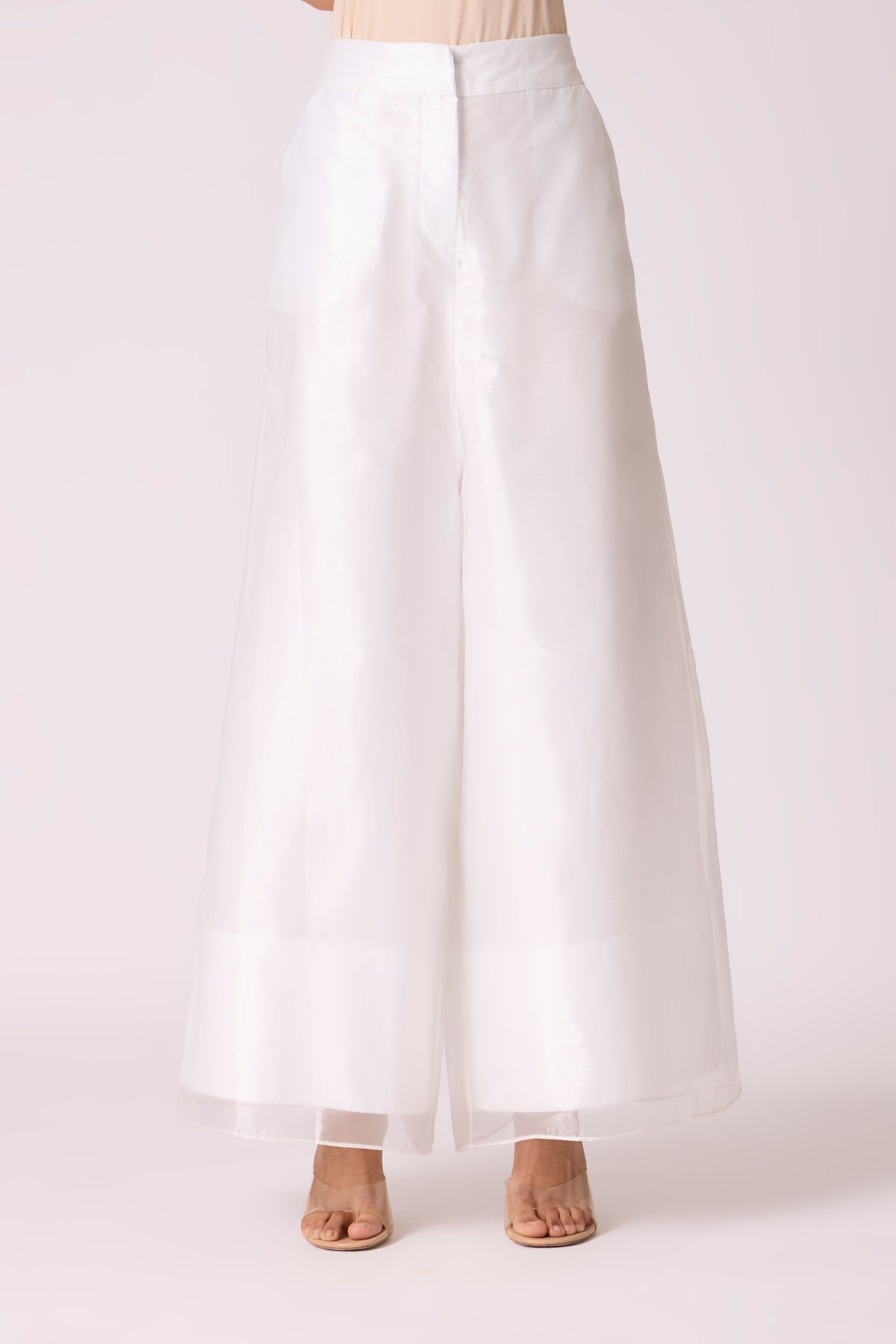 Organza Wide Leg Pants - White