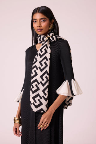 Printed Scarf - Sand & Black
