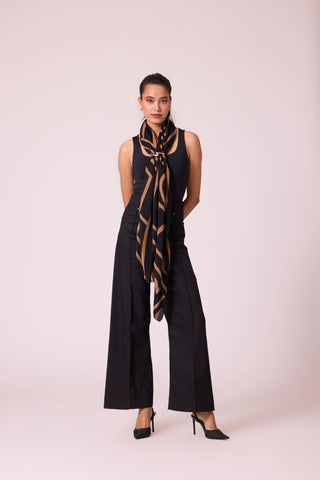 Printed Scarf - Black & Mocha