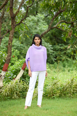 Sloane Pearled Batwing Top - Lilac