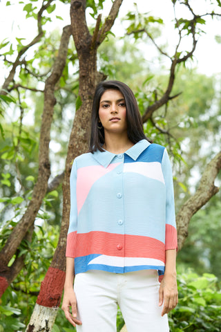 Edith Colourblock Top - Sage