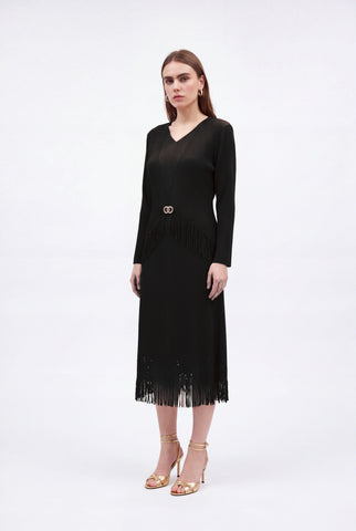 Elva Overlay Dress - Black