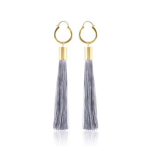 Maleha Tassel Earrings - Grey