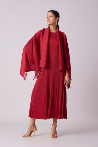 Shir Overlay Dress - Dark Red