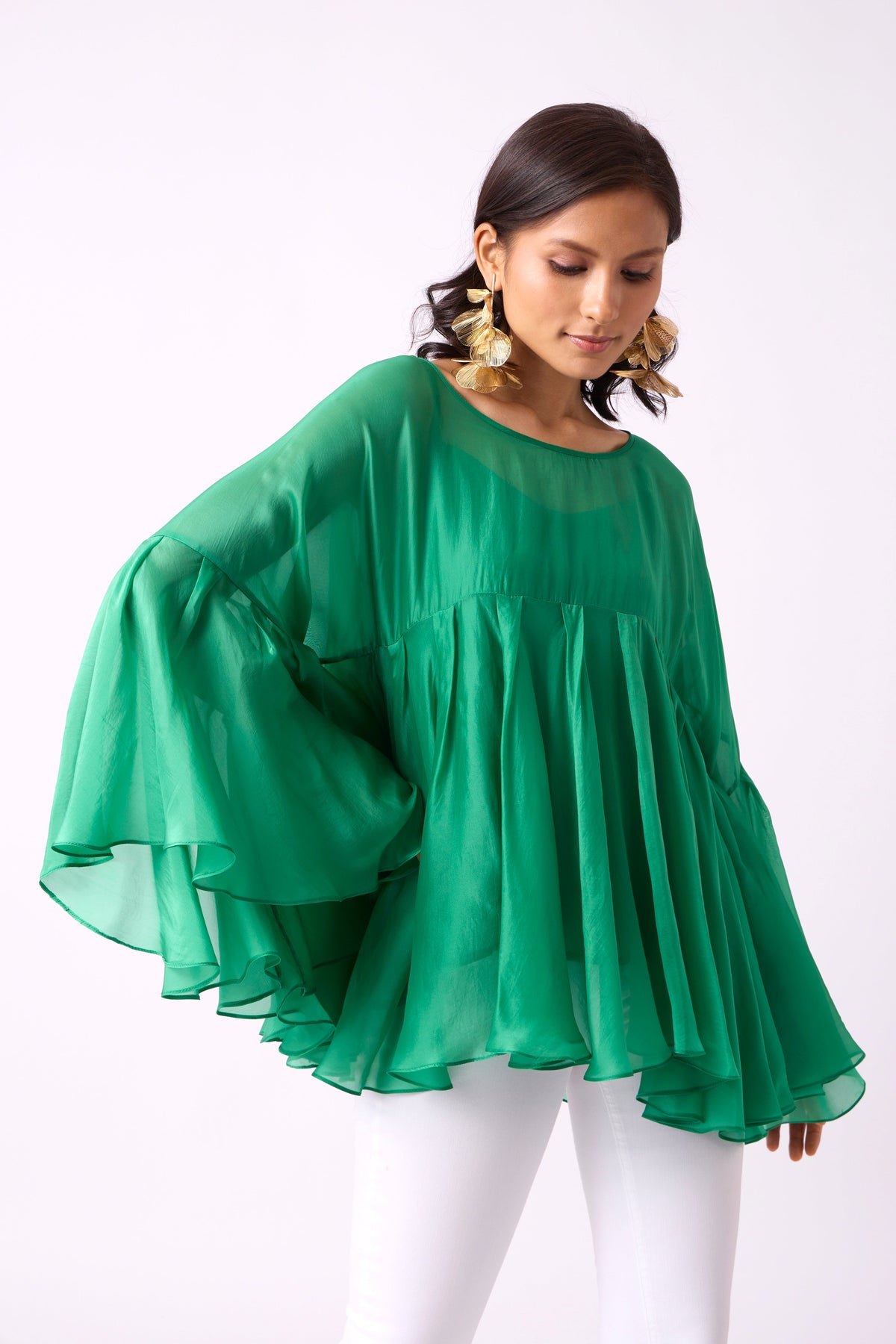 Abigail Top - Green Organza