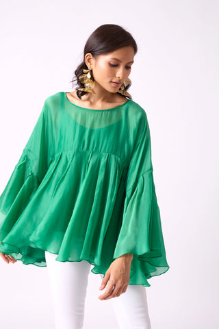 Abigail Top - Green Organza