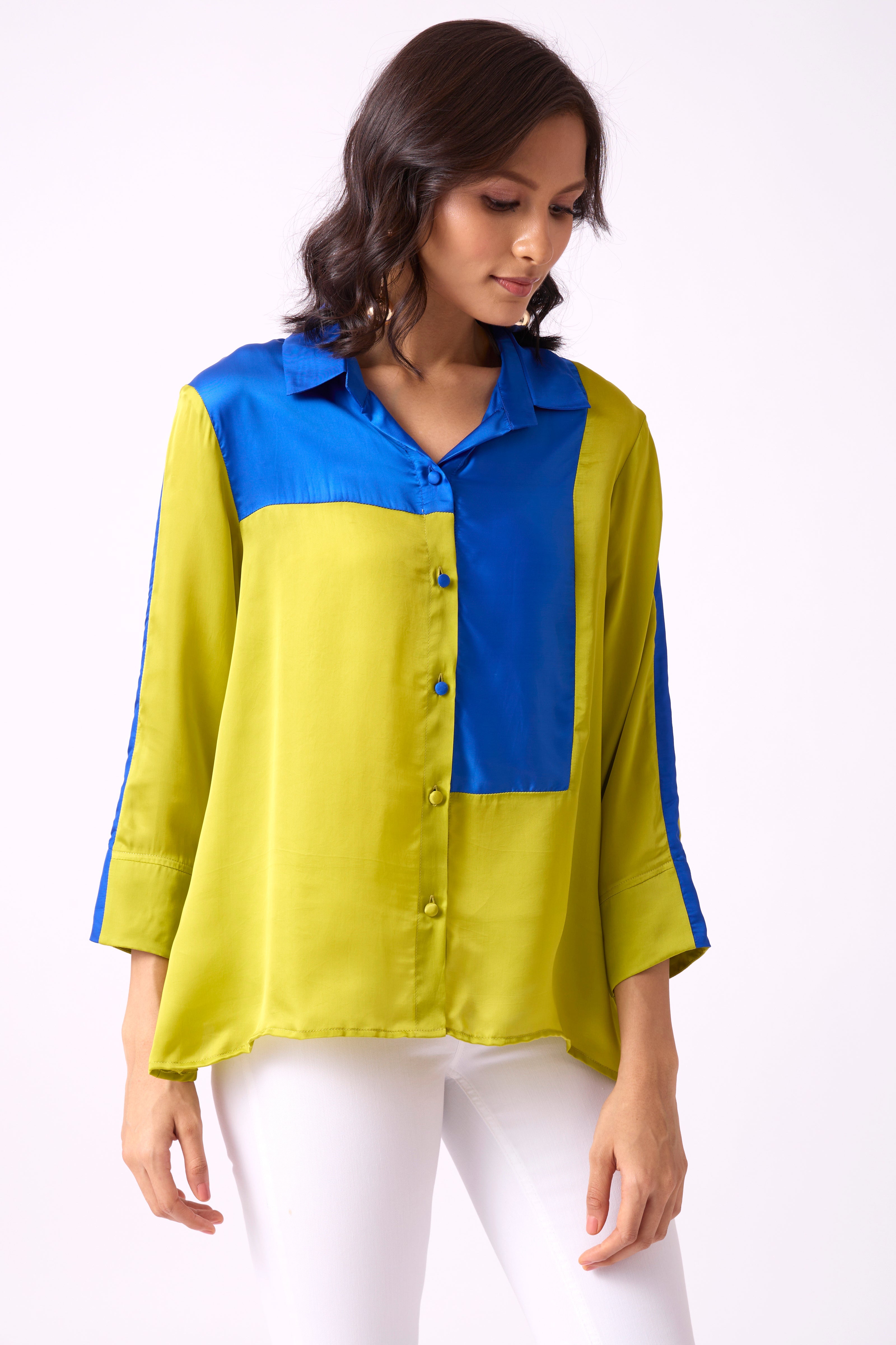 Ellery Colourblock Shirt - Lime