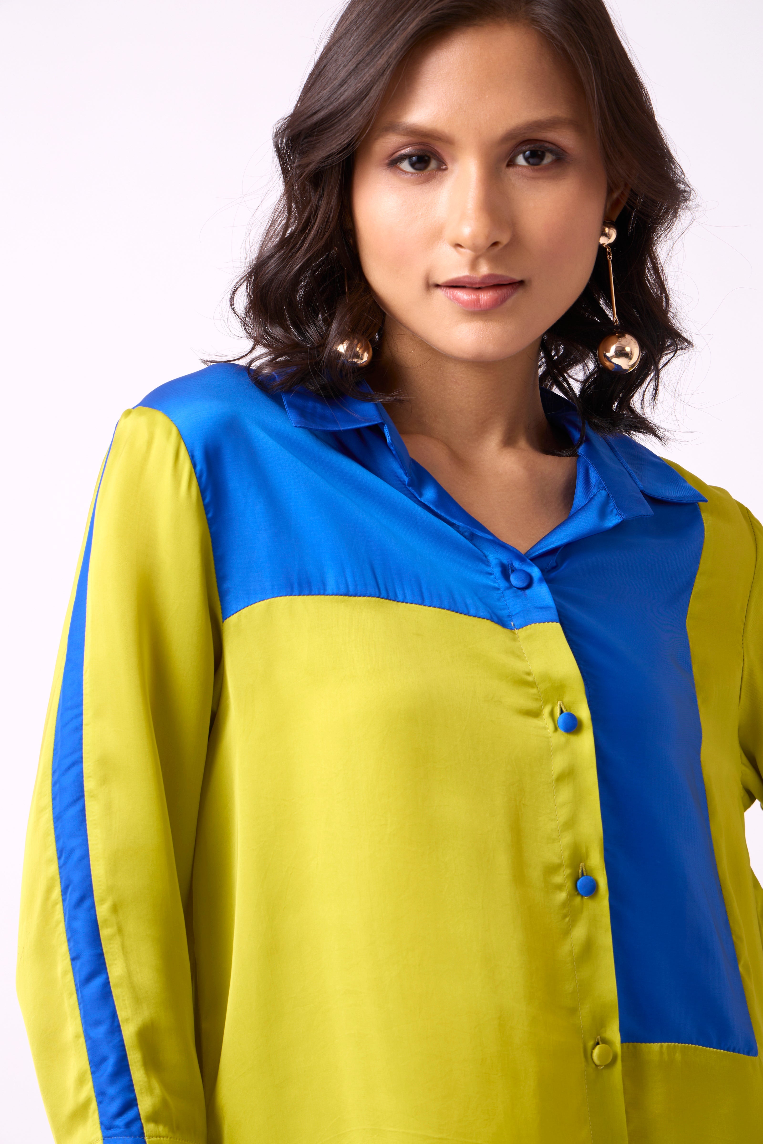 Ellery Colourblock Shirt - Lime