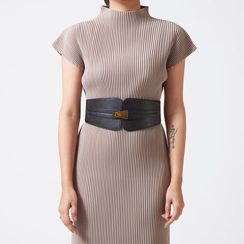 Elastic Backed Suede Belt - Black