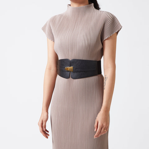 Elastic Backed Suede Belt - Black