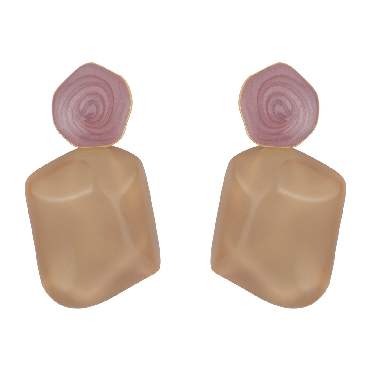 Enamel Perspex Earrings - Beige