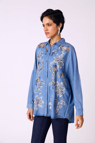 Etro Embroidered Denim Shirt