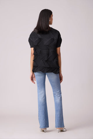 Gia 3D Pearled Top - Black