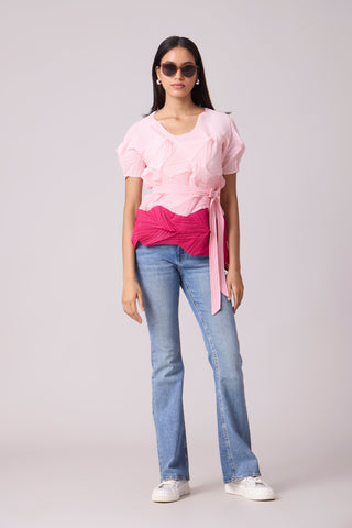 Gia Colourblock Top - Pink