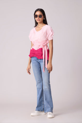 Gia Colourblock Top - Pink