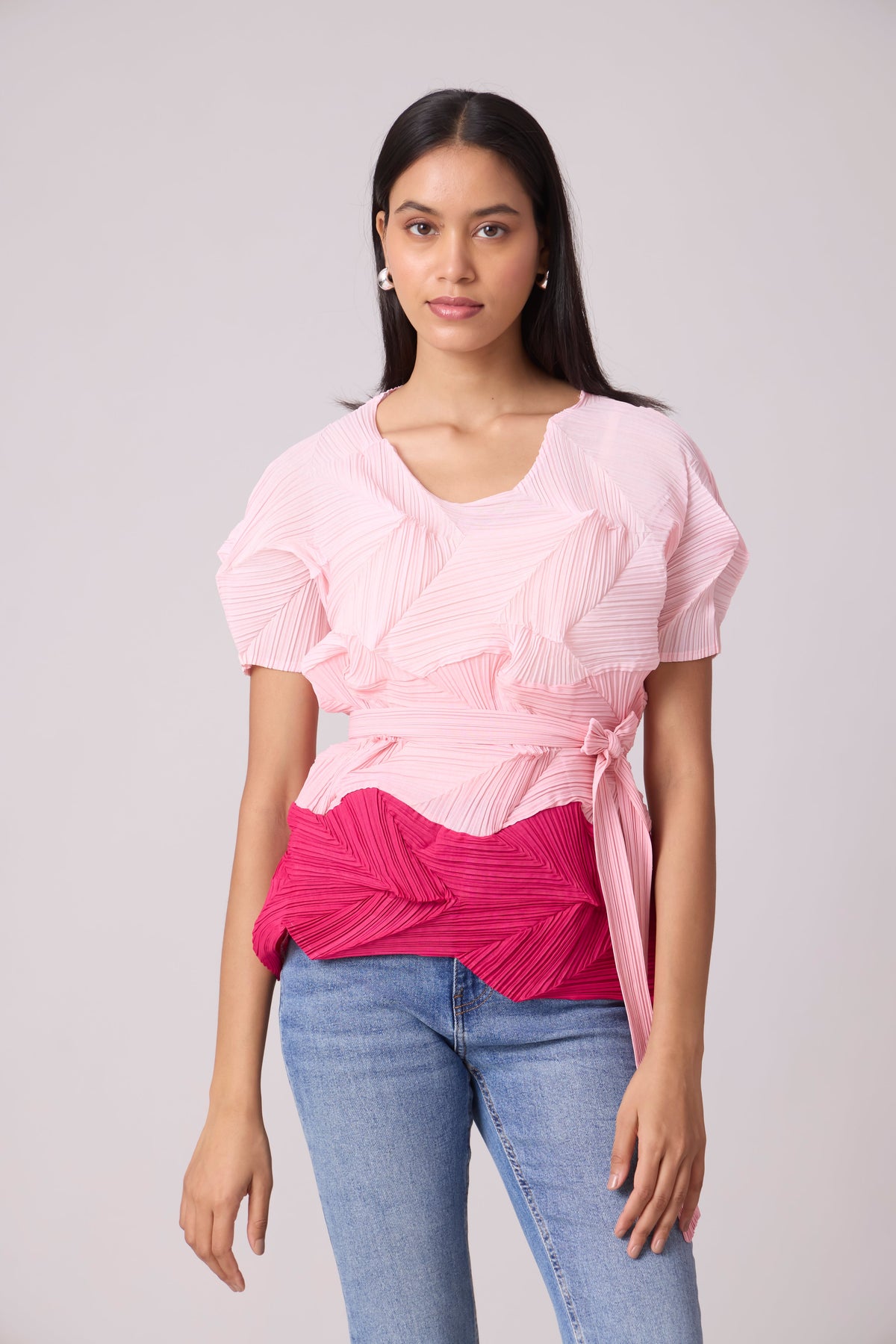 Gia Colourblock Top - Pink