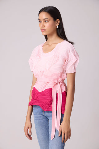 Gia Colourblock Top - Pink