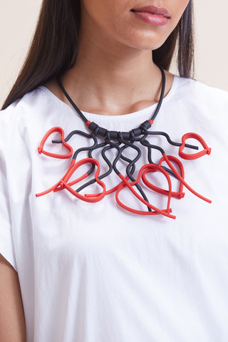 Hearts In Your Eyes Necklace - Red & Black