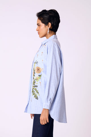 Iman Embroidered Shirt - Blue