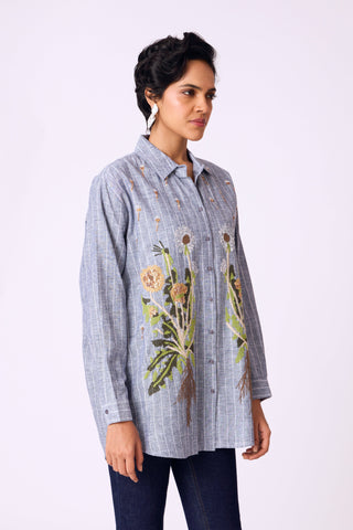 Iman Embroidered Shirt - Grey
