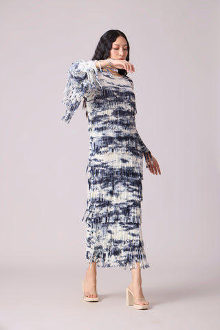 Isla Fringe Dress - Monochrome
