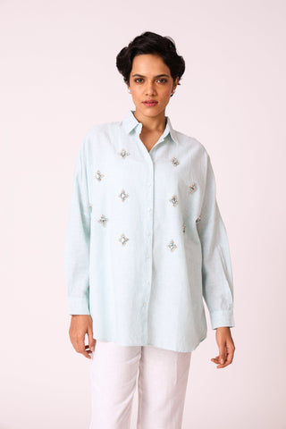 Joden Embellished Shirt - Pastel Aqua