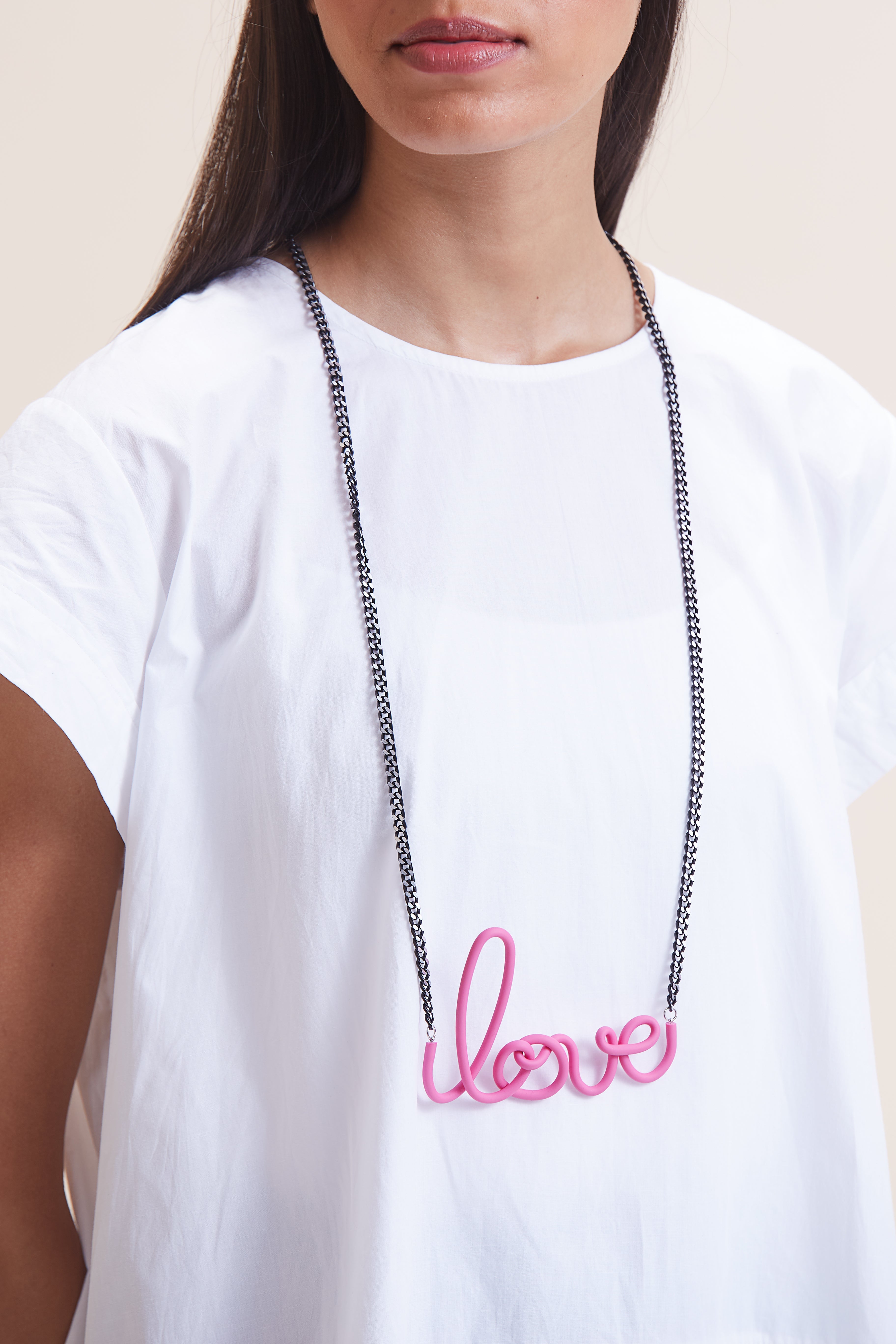 Love Necklace Long - Pink