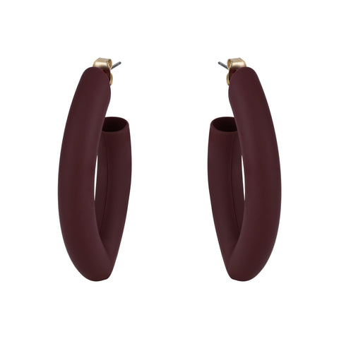 Matte Oval Loops Earrings - Burgundy