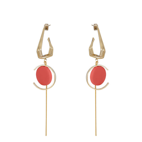 Pendulum Chain Earrings - Coral