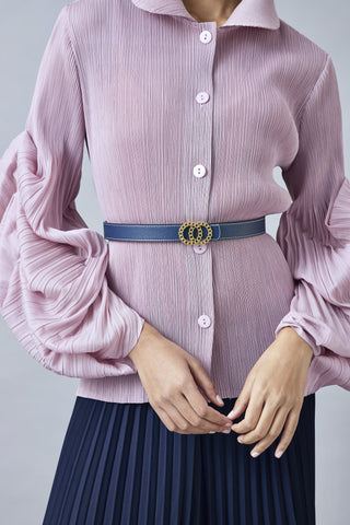Reverisible Round Buckle Belt   - White/Black