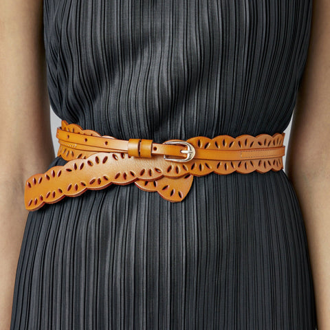 Laser Cut Belt - Camel Tan