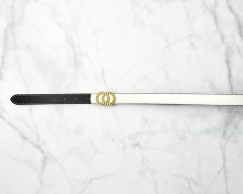 Reverisible Round Buckle Belt   - White/Black