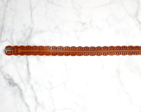 Laser Cut Belt - Brick Tan