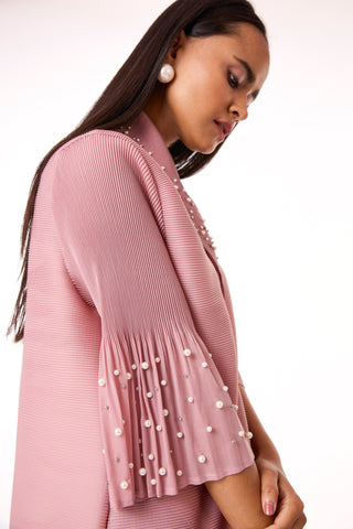 Pearled Shirt Dress - Ash Pink