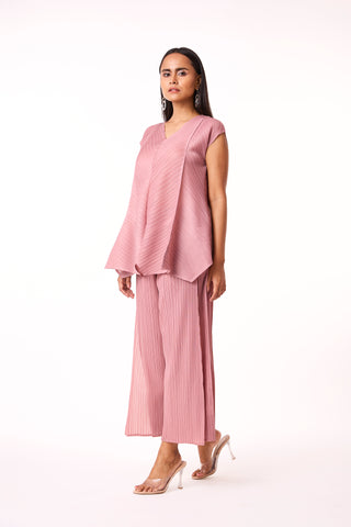 Nia V Neck Co-Ord Set - Ash Pink