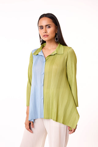Wendy Dual Shirt - Pear Green &Pale Blue