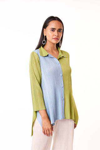 Wendy Dual Shirt - Pear Green &Pale Blue