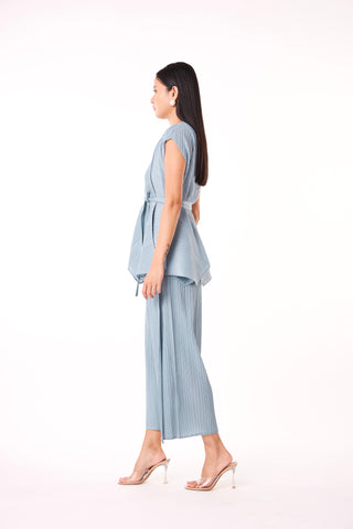 Nia V Neck Co-Ord Set - Pale Blue