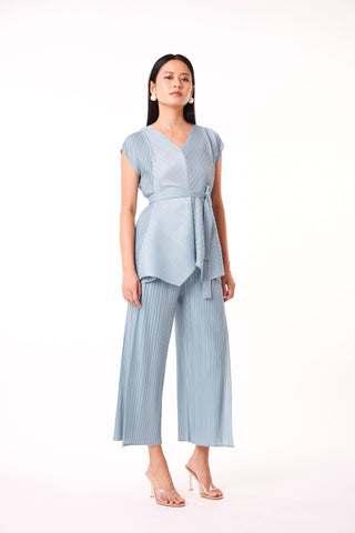 Nia V Neck Co-Ord Set - Pale Blue
