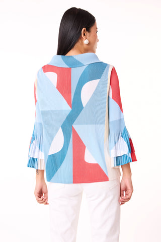 Maise Abstract Print Shirt - Blue/ Sage