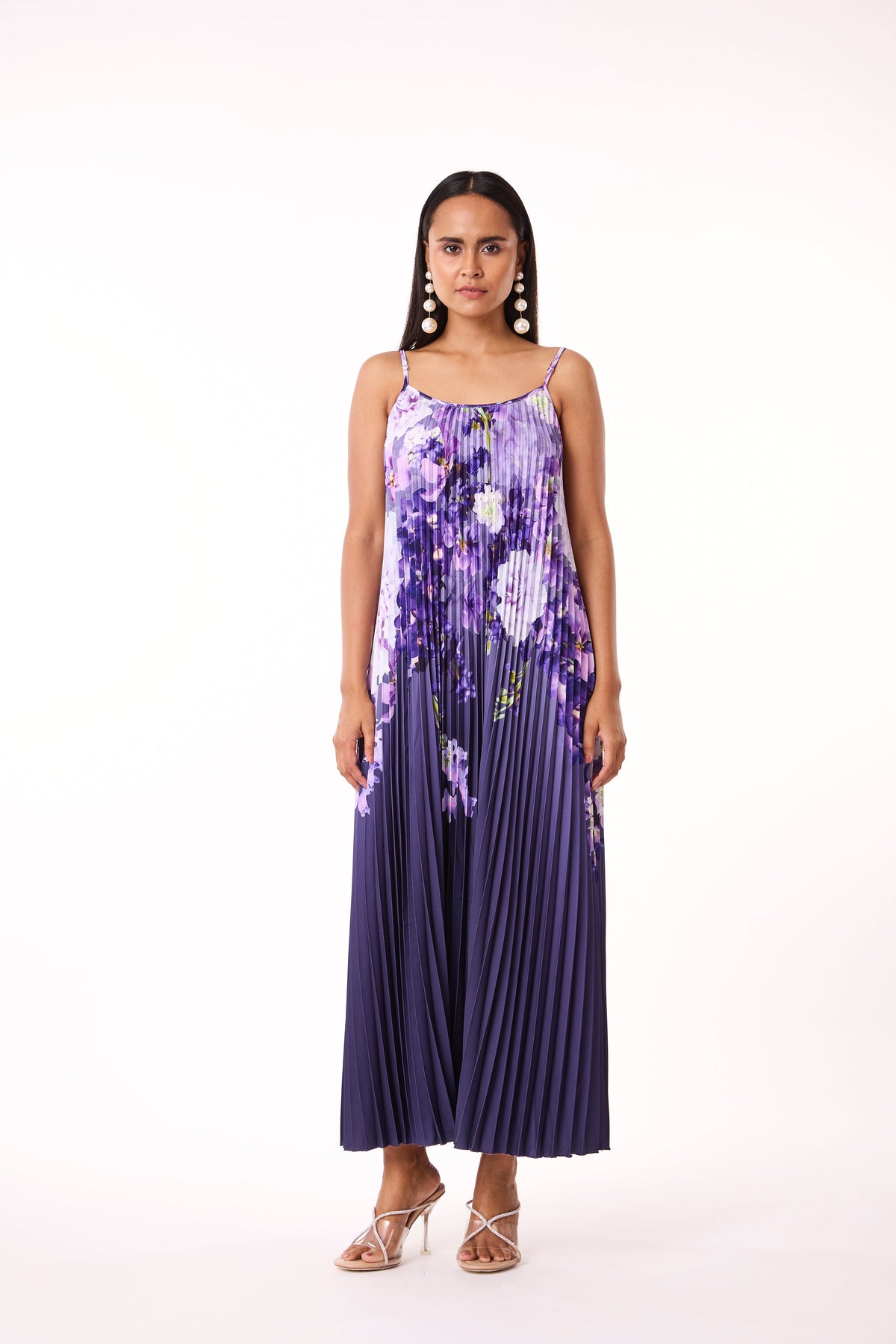 Olivia Floral Slip Dress - Navy