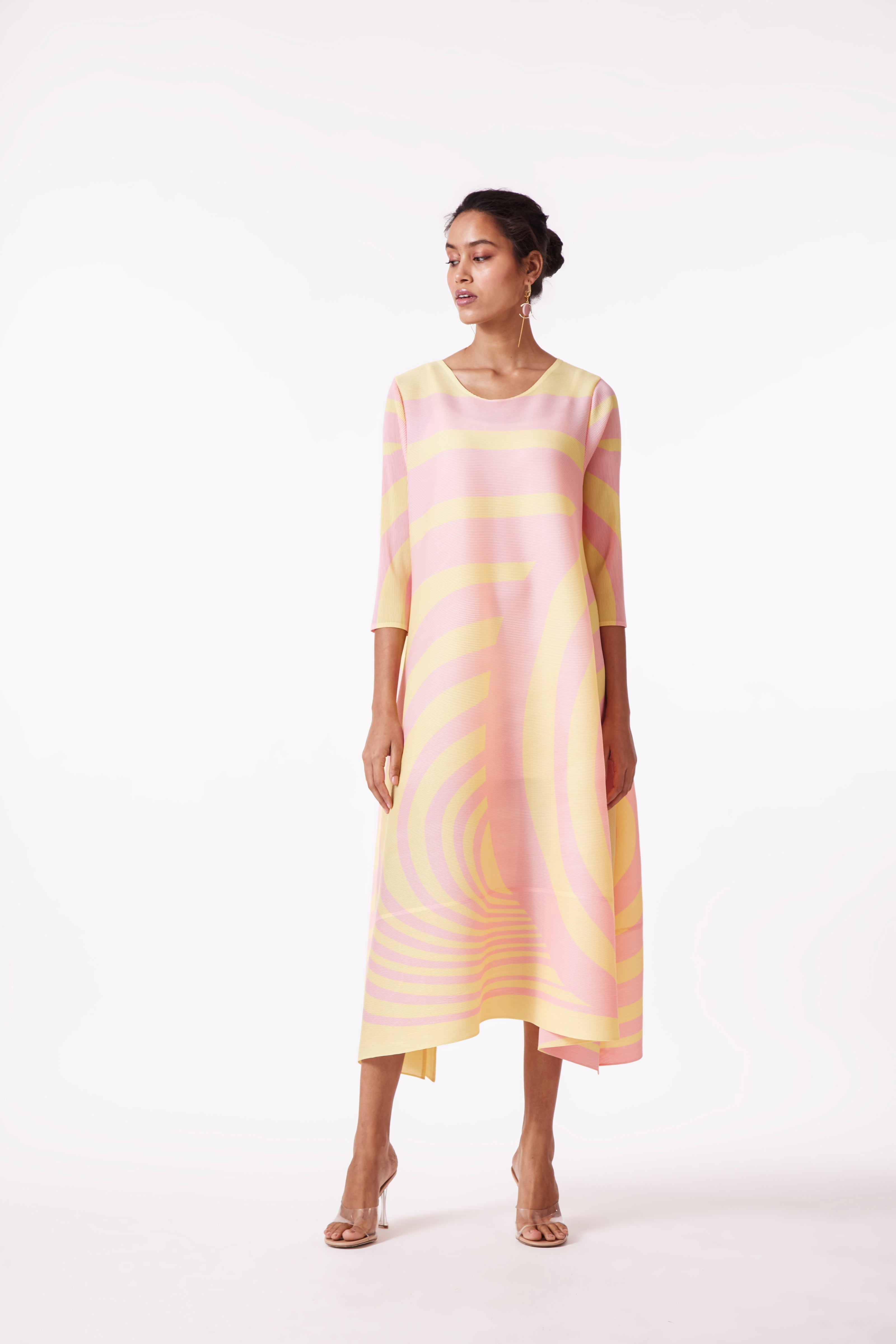 Krystina Swirl Dress - Peach Yellow