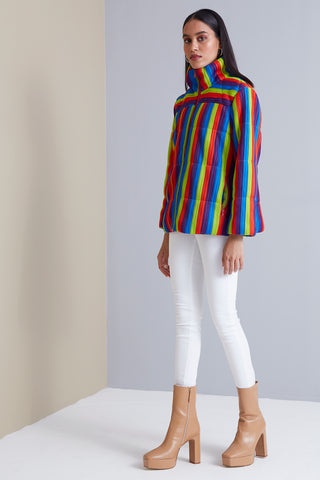 Padded Puffer Jacket - Blue Stripes