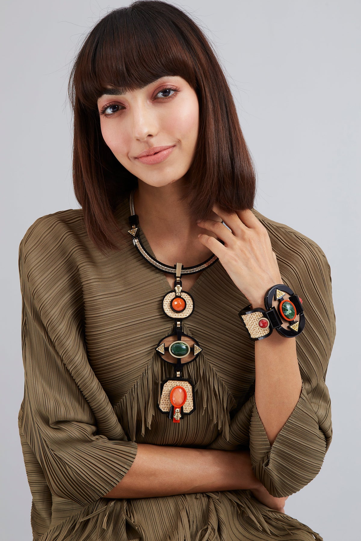 Lapis Long Collier - Black Ivory Orange