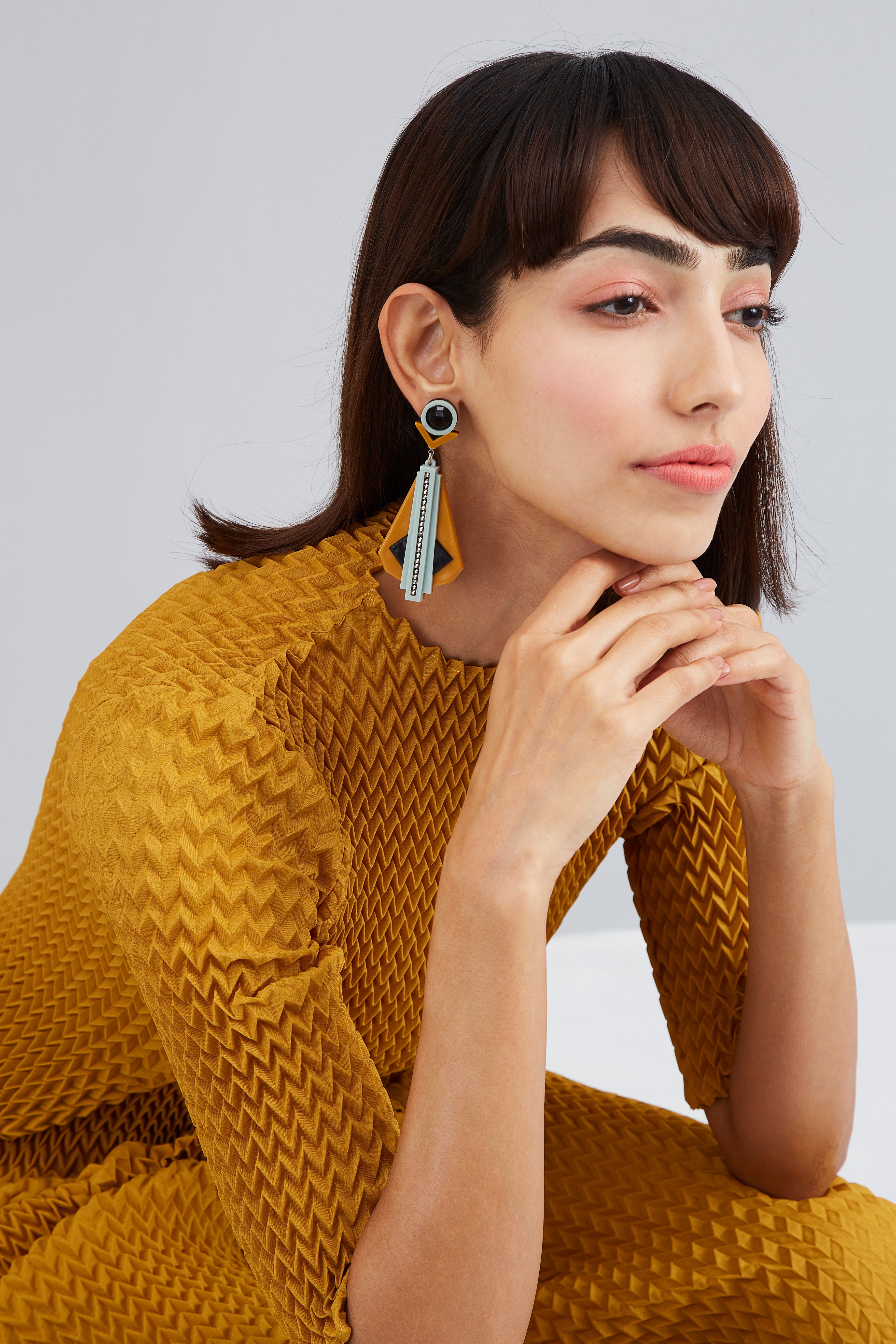 Amari Earrings - Mint & Mustrad