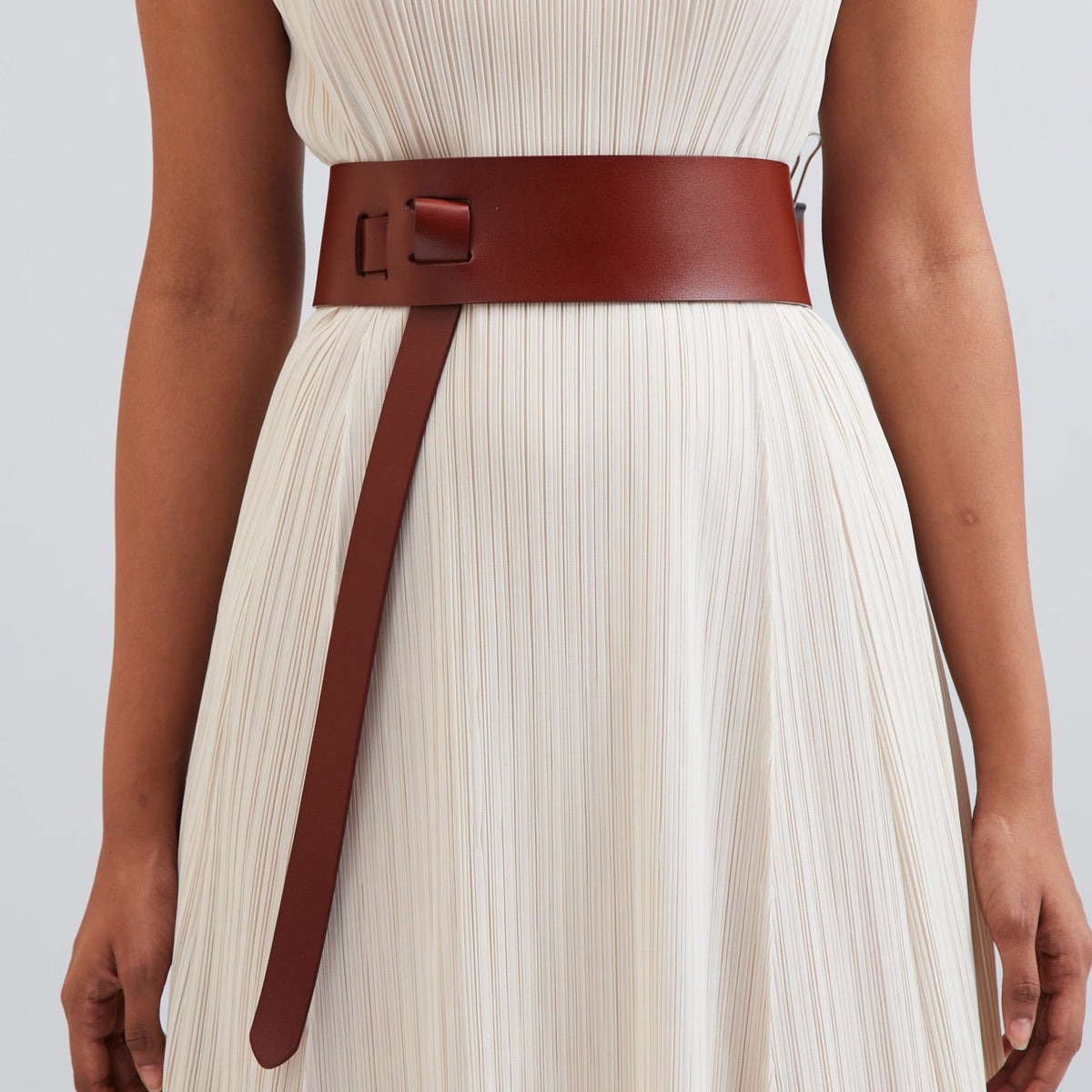 Self Knot Leather Belt - Cherry Tan