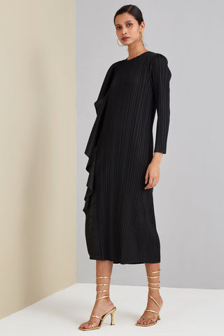 Serena Ruffle Dress - Black