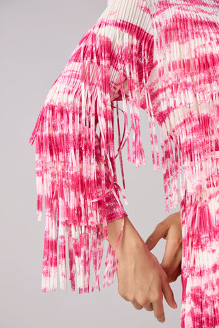 Isla Fringe Dress - Ivory & Pink