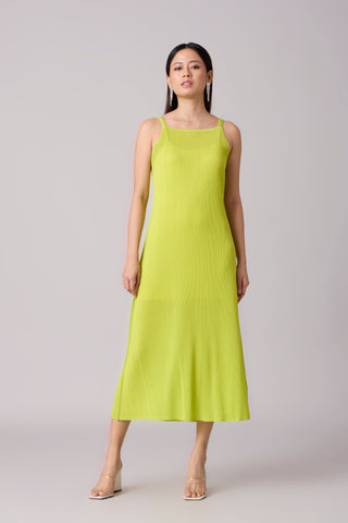 Willa Pleated Dress - Lime